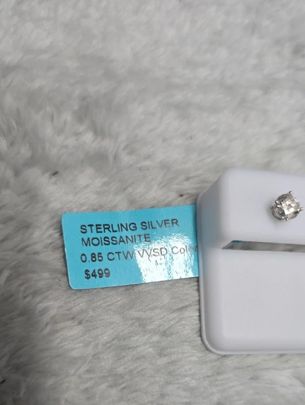Sterling Silver White Moissanite Stud Earrings - Picture 2 of 4